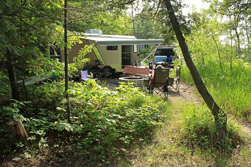 the view of the back of campsite 19 at leelanau state park